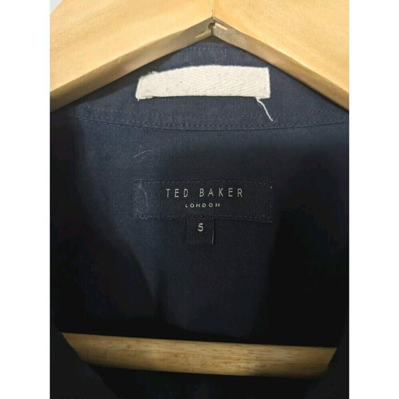 Ted Baker London Men Navy Blue Button Down Dress Shirt Sz 5 XL Magnolia Logo N15 - Picture 4 of 10